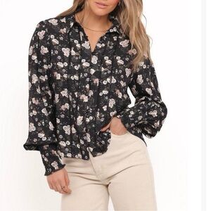 Petal & Pup Floral Button Front Blouse | Size Small | NWOT